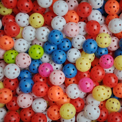 20Pcs Random Colors New Plastic Golf Balls Whiffle Airflow Hollow Golf Practice Training Sports Balls