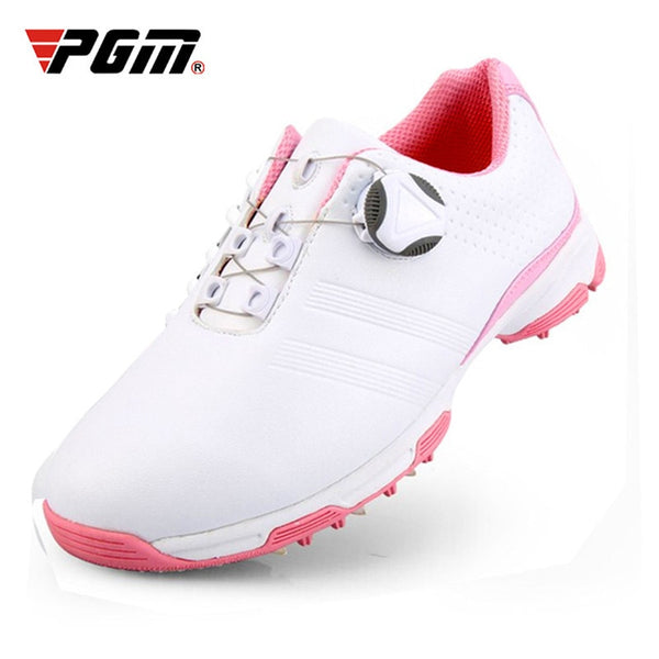 PGM 2019 New Ladies Golf Shoes Breathable Rotating Buckle Sneakers Womens Auto Lacing Waterproof Microfiber Anti-slip Golf Shoes