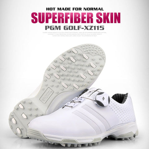 PGM 2019 New Ladies Golf Shoes Breathable Rotating Buckle Sneakers Womens Auto Lacing Waterproof Microfiber Anti-slip Golf Shoes