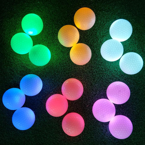 Luminous Colorful Glitter LED Light Golf Ball Permanent Bright Ball On For Night Golf Training Synthetic Rubber Two-piece Ball