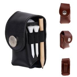 Mini Portable Leather Clip On Golf Ball Holder Pouch Tees Storage Bag