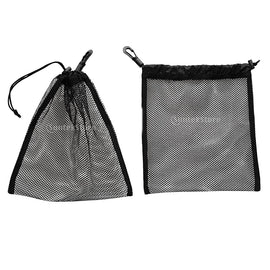 7.9 x 9.4 Inch Drawstring Mesh Gear Bag for Golf Tennis and Scuba Diving Black