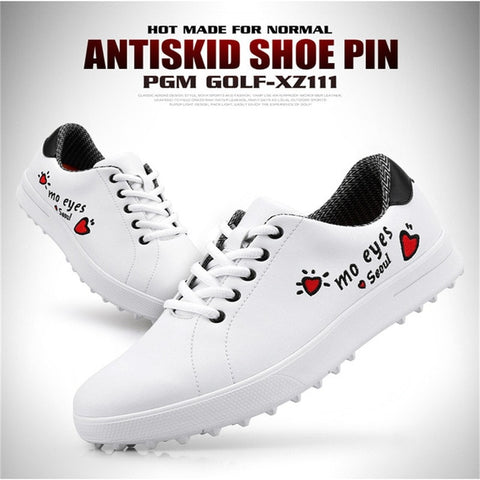 PGM Korean Women Golf Shoes Women's Leisure Section Fixed Nail Waterproof Non-slip Printing Girls Sports Shoes