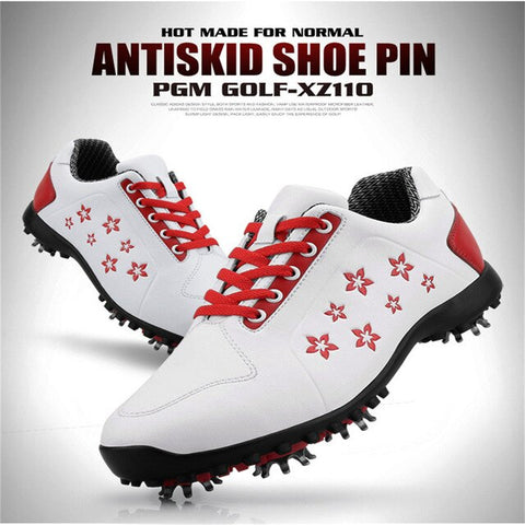 PGM Korean Women Golf Shoes Women's Leisure Section Fixed Nail Waterproof Non-slip Printing Girls Sports Shoes